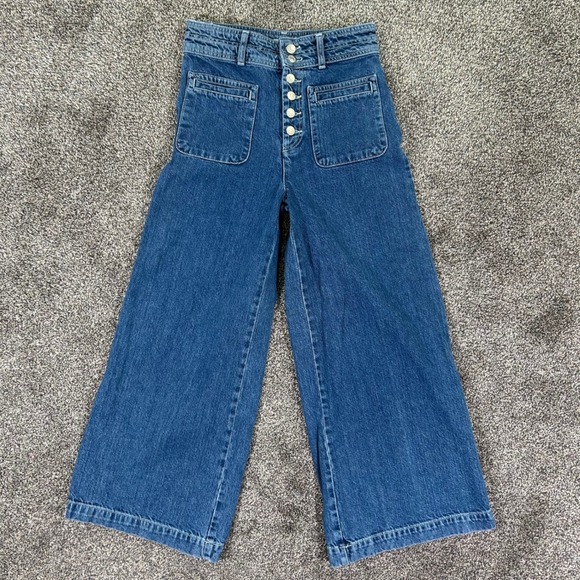 Free People Denim - High-Waisted Wide Leg Women’s Jeans in Blue